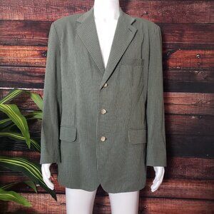 NWOT GAP Mens Large Olive Green Check Blazer Jacket Seersucker Sport Coat